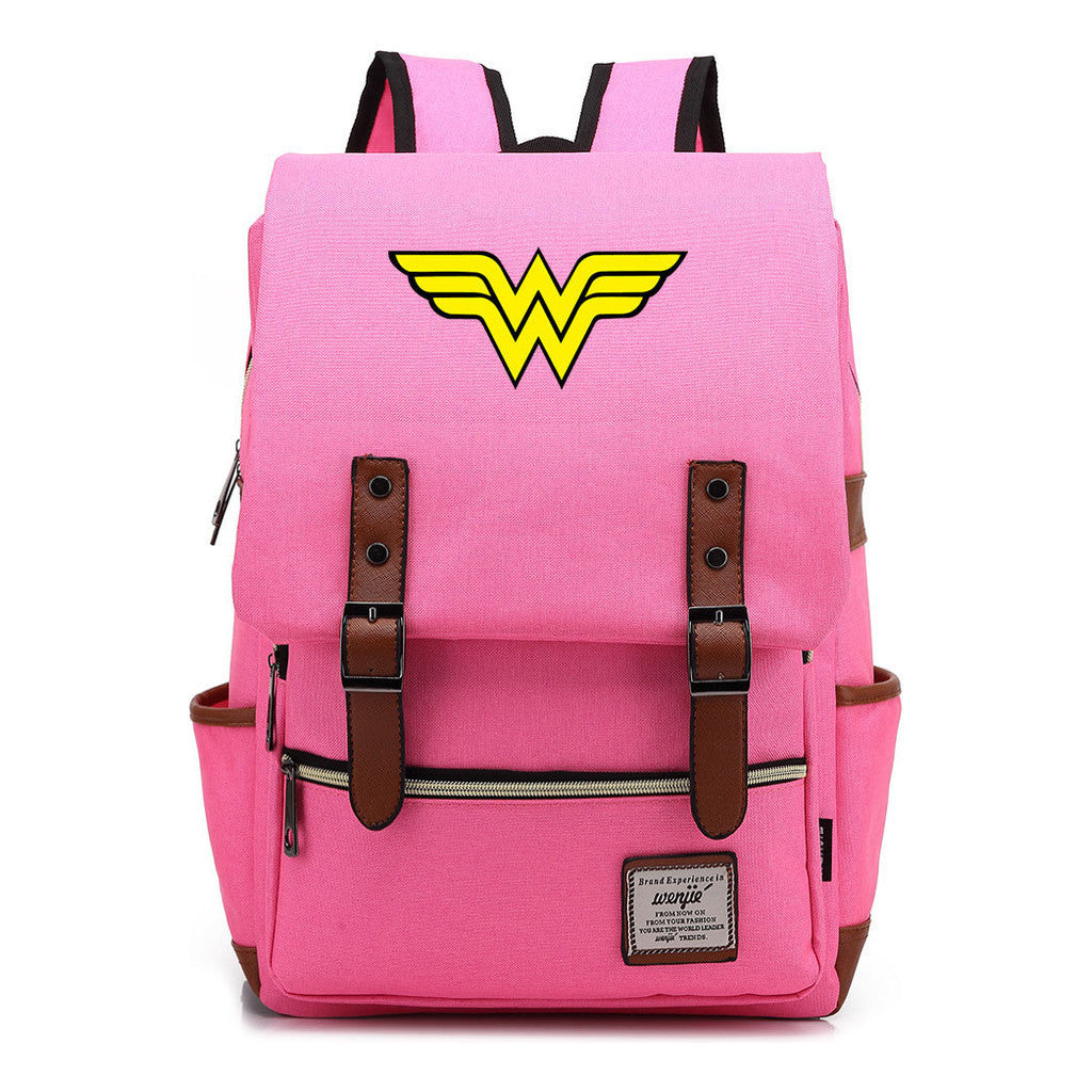Anime Wonder Woman Printed Youth Student School Bag Men's And Women's Leisure Belt Buckle Backpack