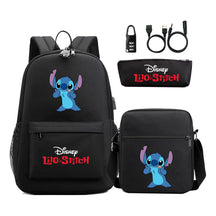 Interstellar Baby Stitch Usb Password Lock Youth Student Backpack 3-piece Set For Men And Women Backpacks