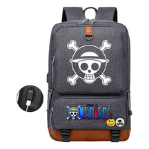 Cartoon Pirate King Printed Usb Student Backpack Leisure Travel Backpack