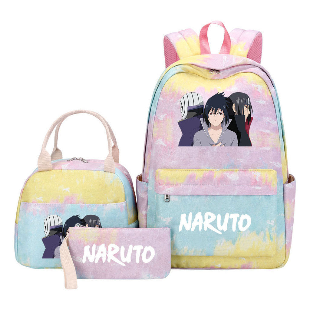 Naruto Student Girl Backpack Lunch Bag Three Piece Set Backpack