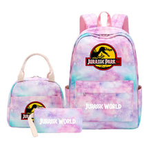 Jurassic Park Dinosaur Youth Student Girls School Bag Lunch Bag Three Piece Set Backpack Set