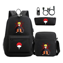 Naruto Usb Password Lock Student Backpack Three Piece Set Backpack Set