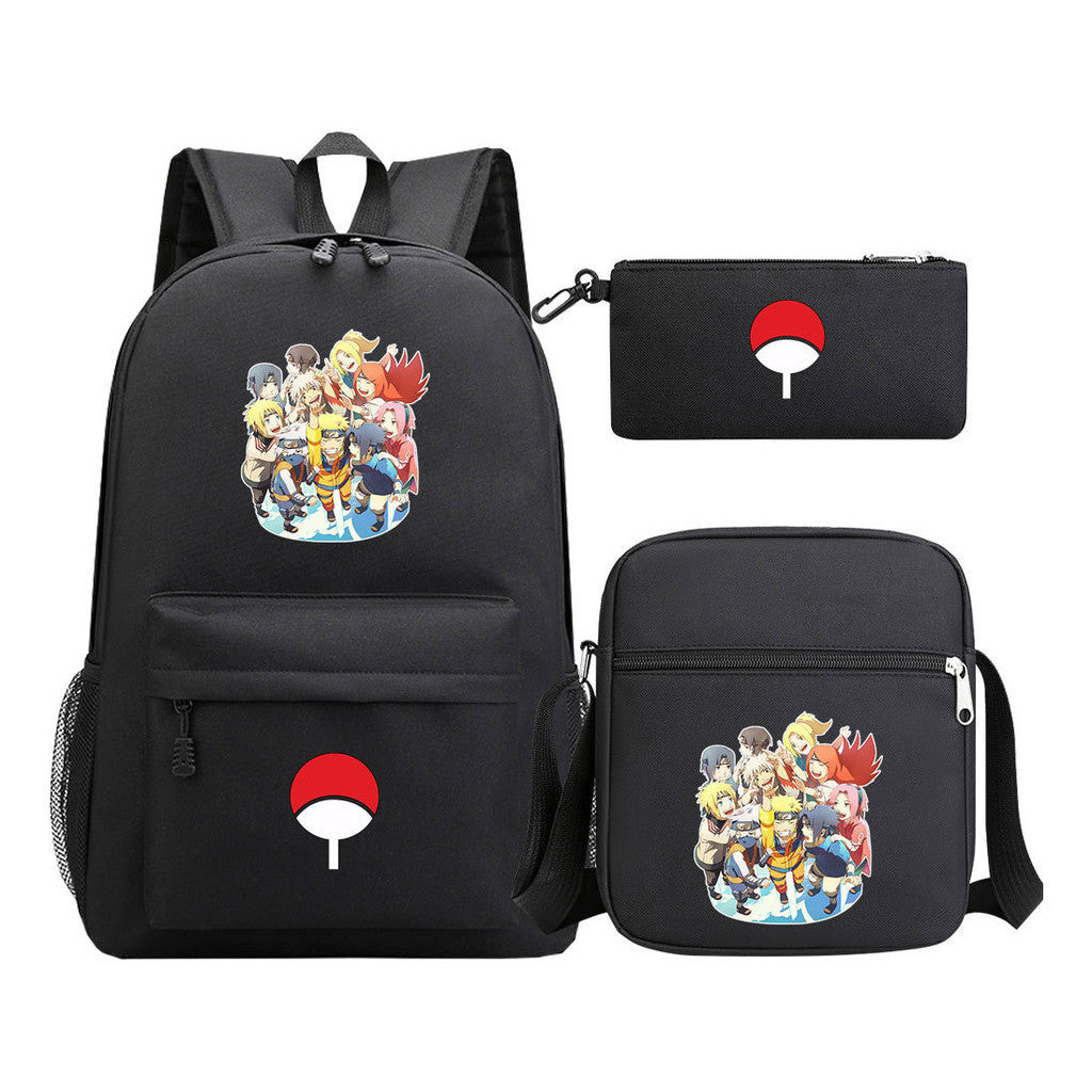 Anime Naruto Starry Sky Youth School Bag Three Piece Set For Men And Women Backpack Set