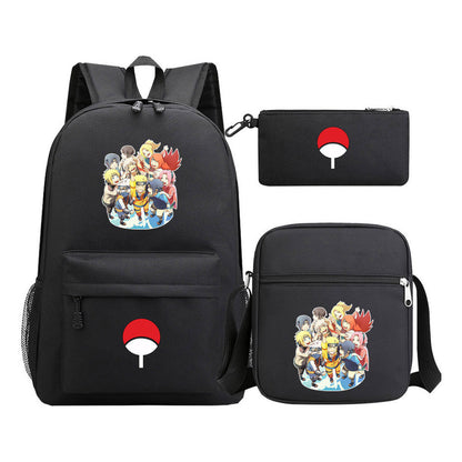 Anime Naruto Starry Sky Youth School Bag Three Piece Set For Men And Women Backpack Set