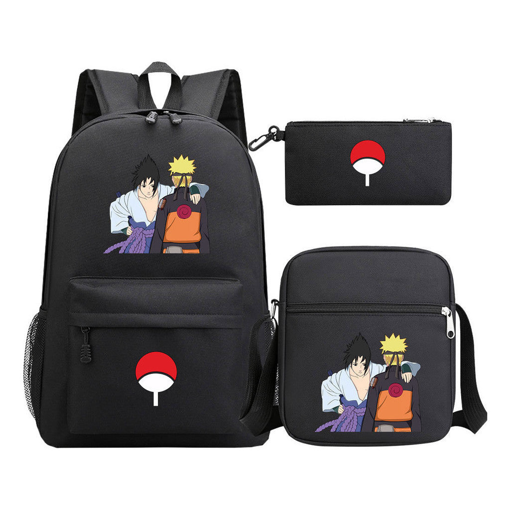 Anime Naruto Starry Sky Youth School Bag Three Piece Set For Men And Women Backpack Set