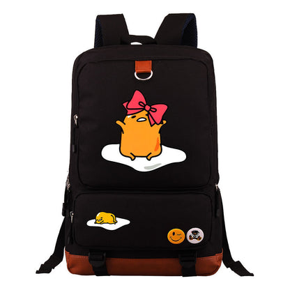 Cartoon Anime Lazy Egg Youth Student Backpack With Large Capacity Travel Bag For Boys And Girls Backpack