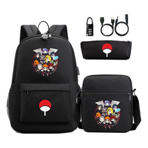 Naruto Usb Password Lock Youth Student Backpack Three Piece Set Backpack Set