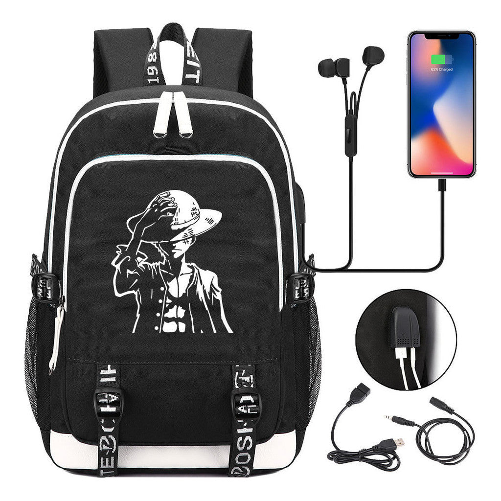 Pirate King Youth School Bag Usb Men's And Women's Leisure Backpack