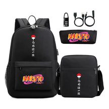 Naruto Usb Password Lock Youth Student Backpack Three Piece Set For Men And Women Backpacks