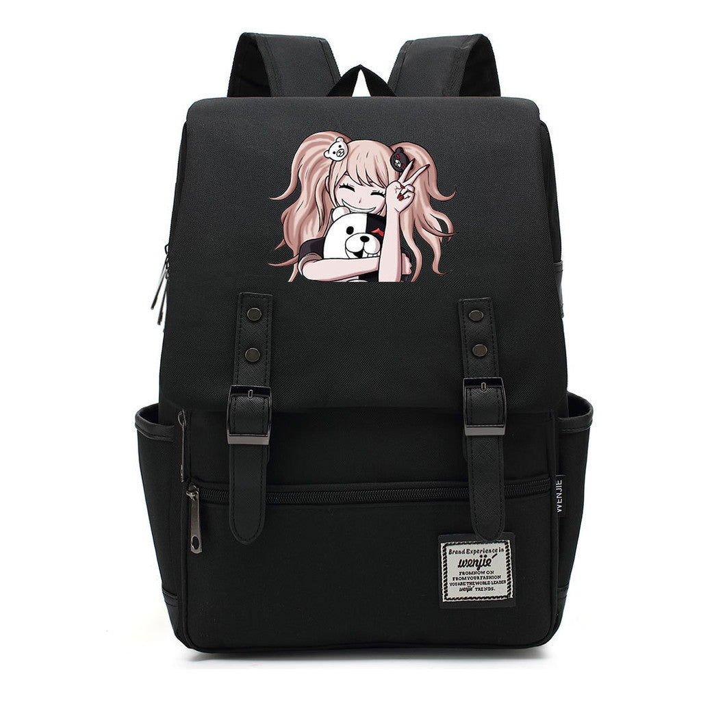 Printed Teenage Student Backpack For Men And Women With Casual Belt Buckle Classic Backpack