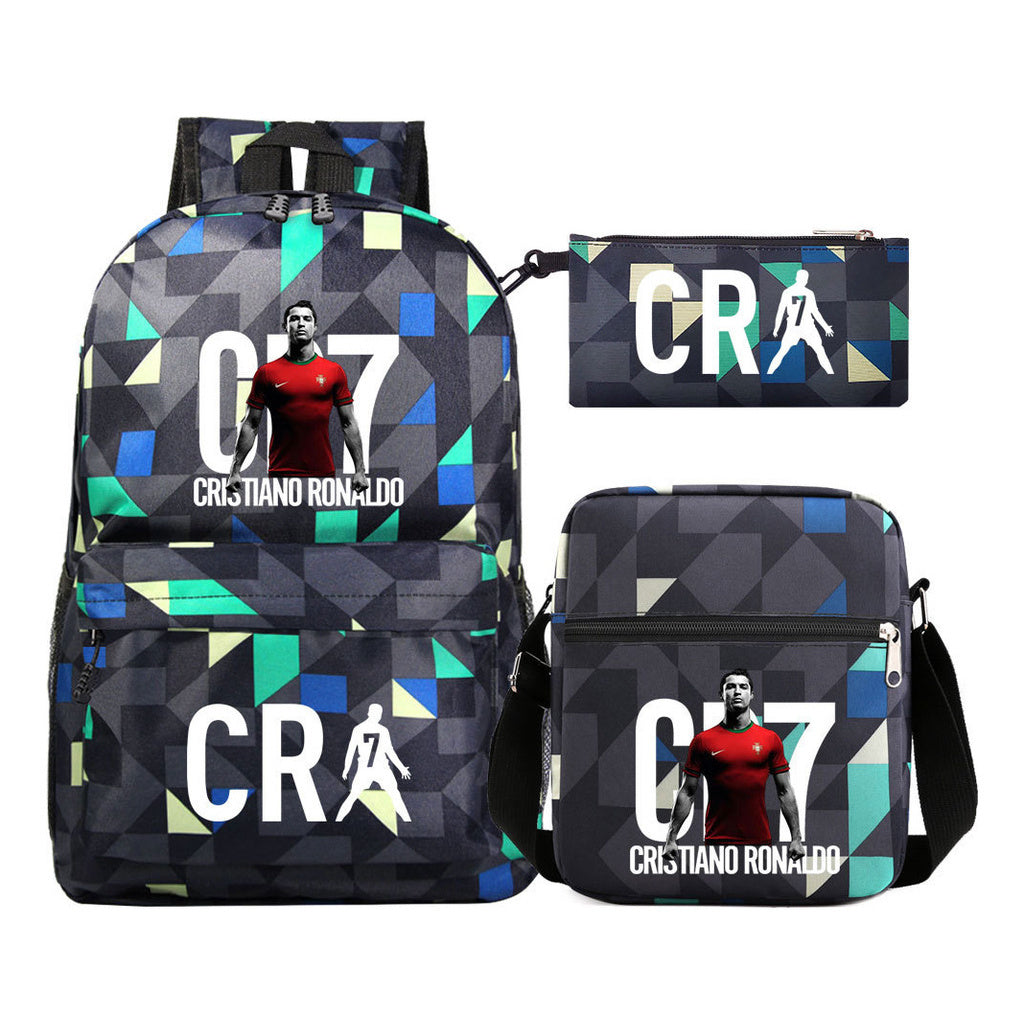 Football Star Cristiano Ronaldo Printed Youth Student Backpack 3pcs/Set Backpacks