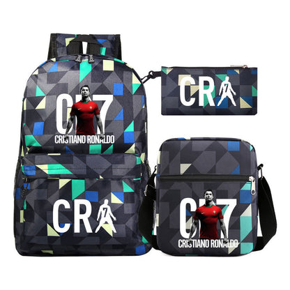 Football Star Cristiano Ronaldo Printed Youth Student Backpack 3pcs/Set Backpacks