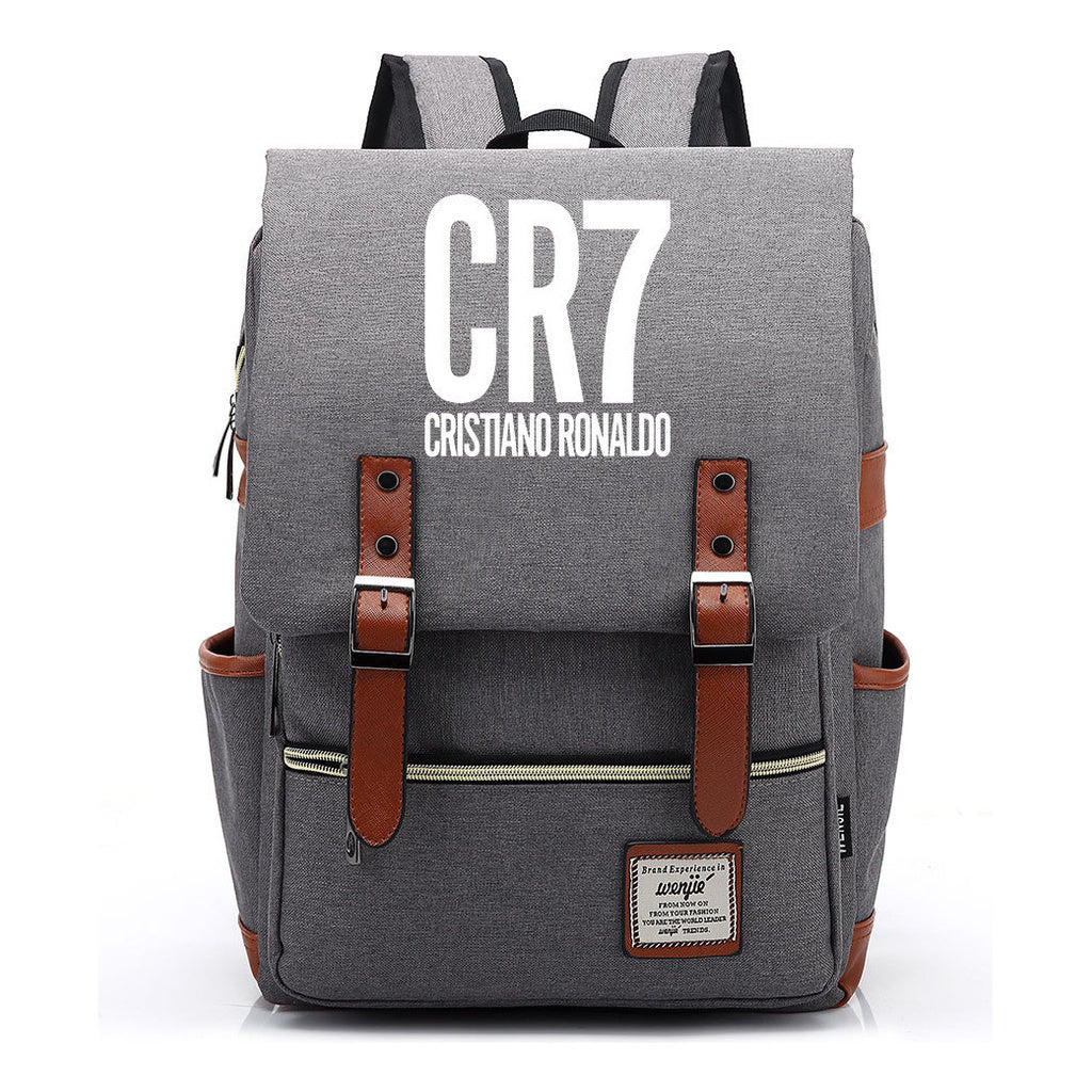 Football Star Cristiano Ronaldo Printed Backpack For Men And Women With Casual Belt Buckle Classic Backpack