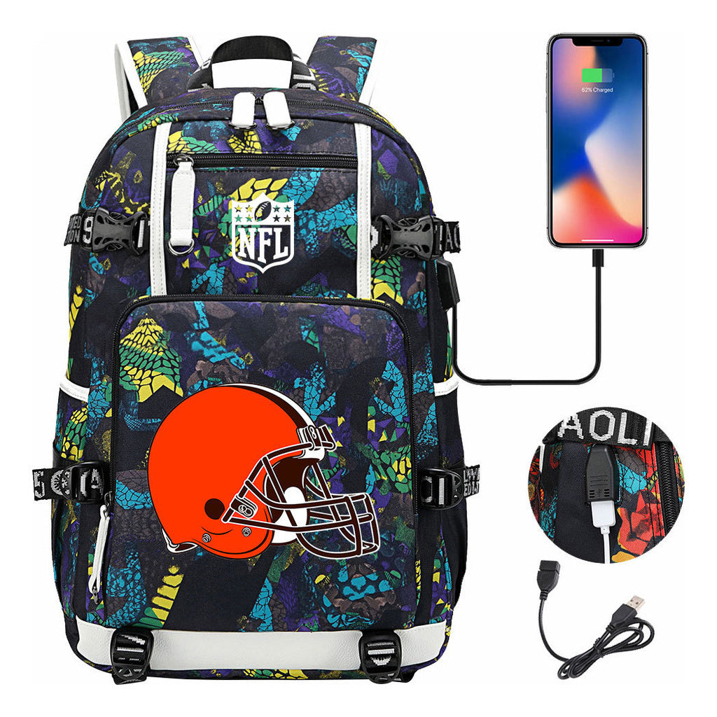 Rugby Team Printed Usb Youth Student Backpack, Leisure Travel Backpack