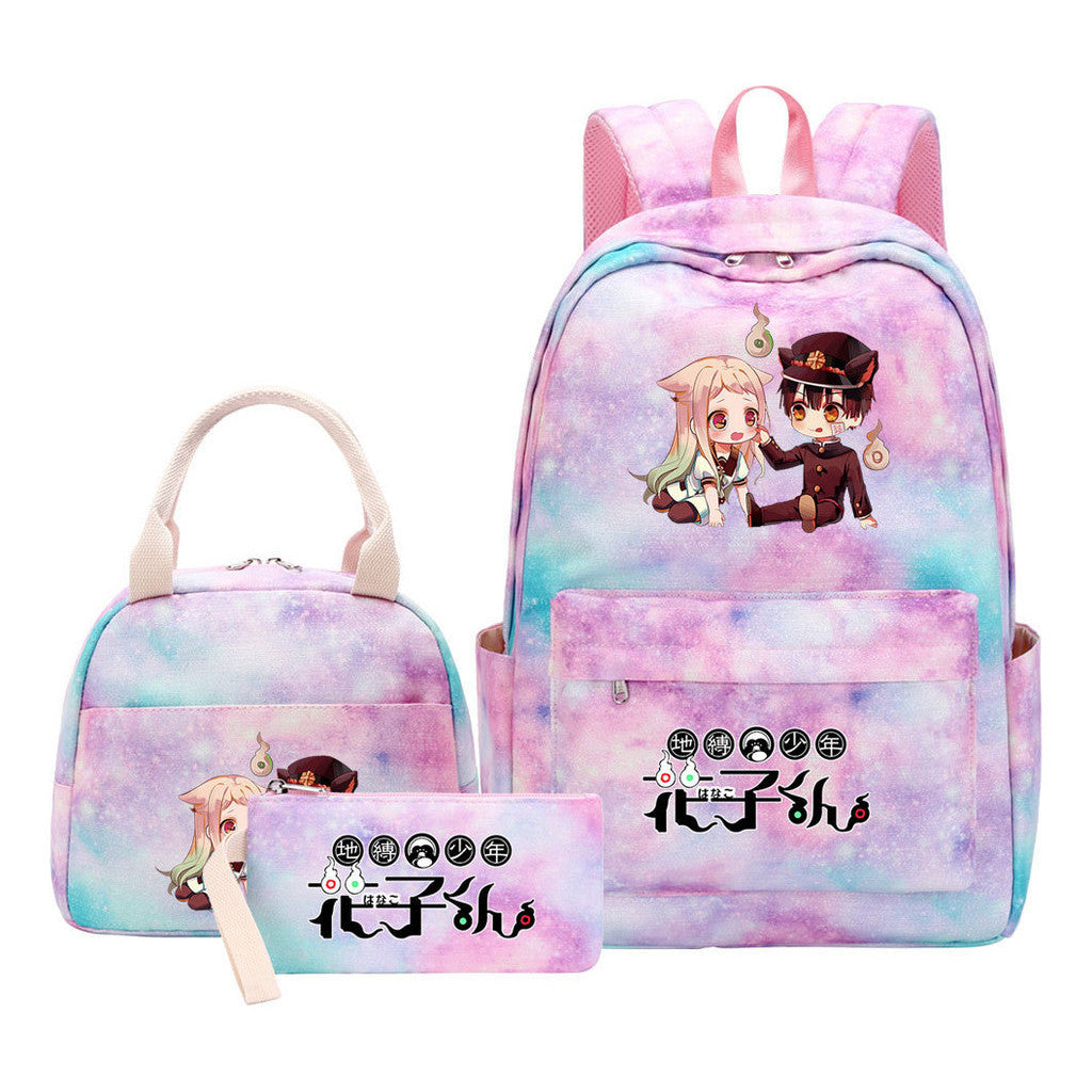 Ground Bound Youth Huazijun Student Girls School Bag Lunch Bag Three Piece Set Backpack Set