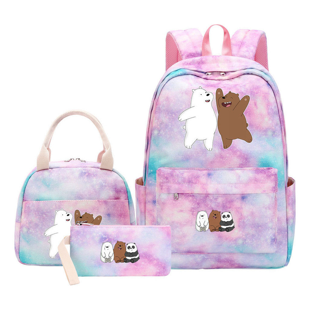 Cartoon Cute Three Cheap Bear Student Backpack Lunch Bag Three Piece Set Backpack Set