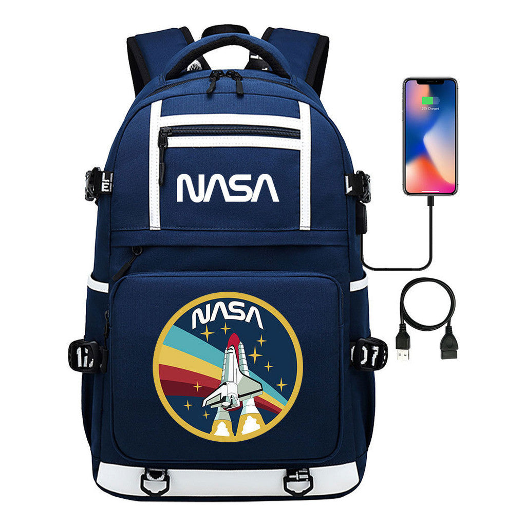 Fashionable Space Printed Usb Student Backpack Backpack Leisure Travel Backpack