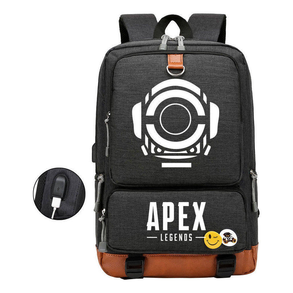 Apex Hero Print Usb Student Backpack Leisure Travel Backpack