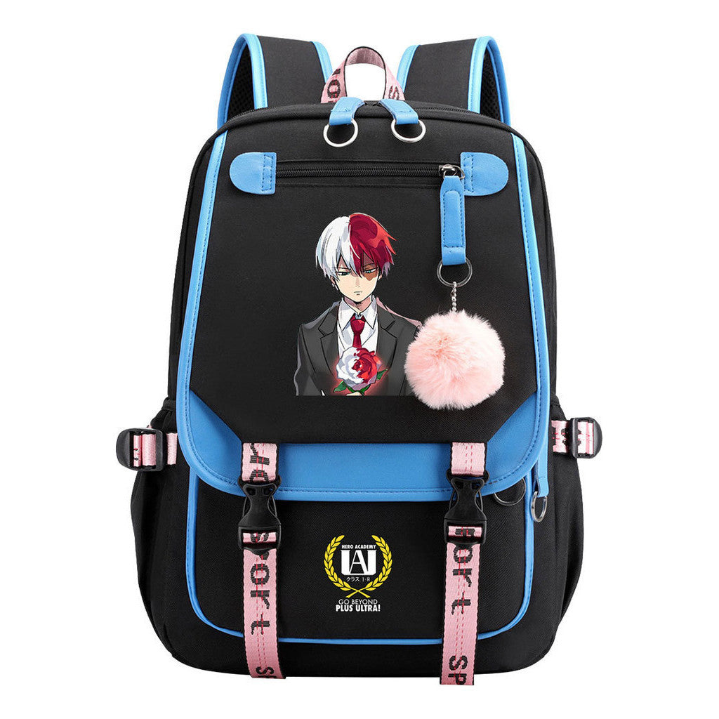 My Heroes Academy Usb Student Backpack, Casual Woven Strap Flip Back Backpack