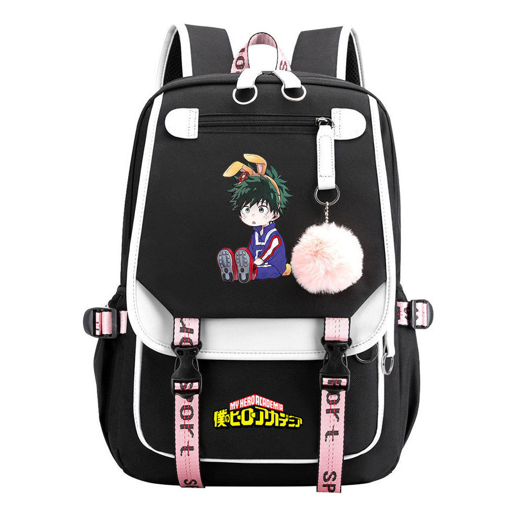 My Heroes Academy Usb Student Backpack, Casual Woven Strap Flip Back Backpack