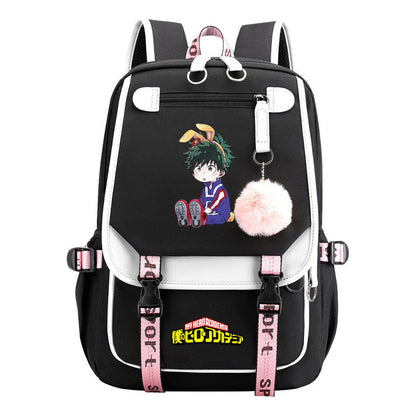 My Heroes Academy Usb Student Backpack, Casual Woven Strap Flip Back Backpack