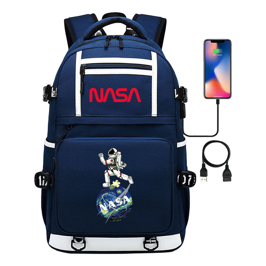 Printed Usb Youth School Bag Backpack Leisure Travel Backpack