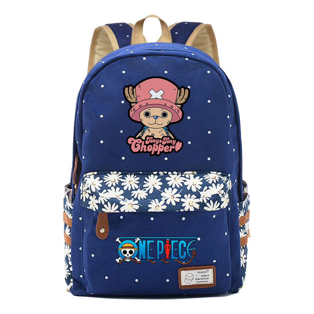 Anime Pirate King Lufei Printed Student School Bag Fragmented Flower Leisure Backpack