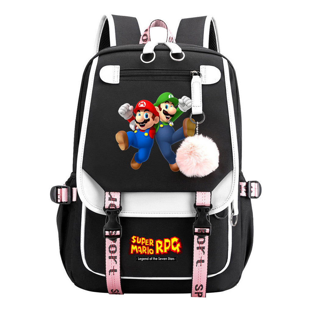 Printed Usb Youth Student Backpack For Men And Women With Casual Woven Strap Flap Backpack