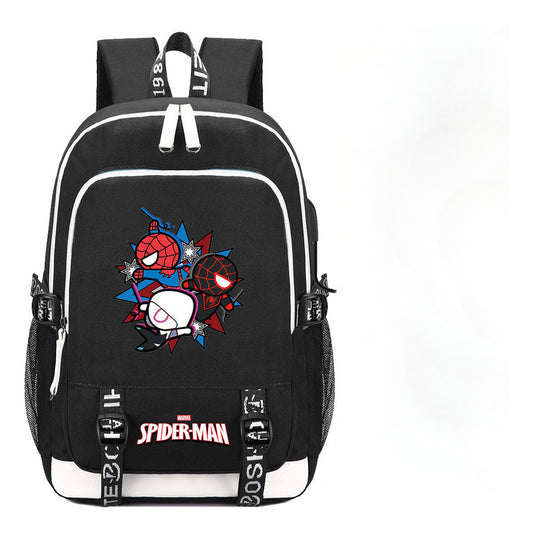 Superhero Printed Youth Primary And Secondary School Backpack Usb Men's And Women's Leisure Backpack