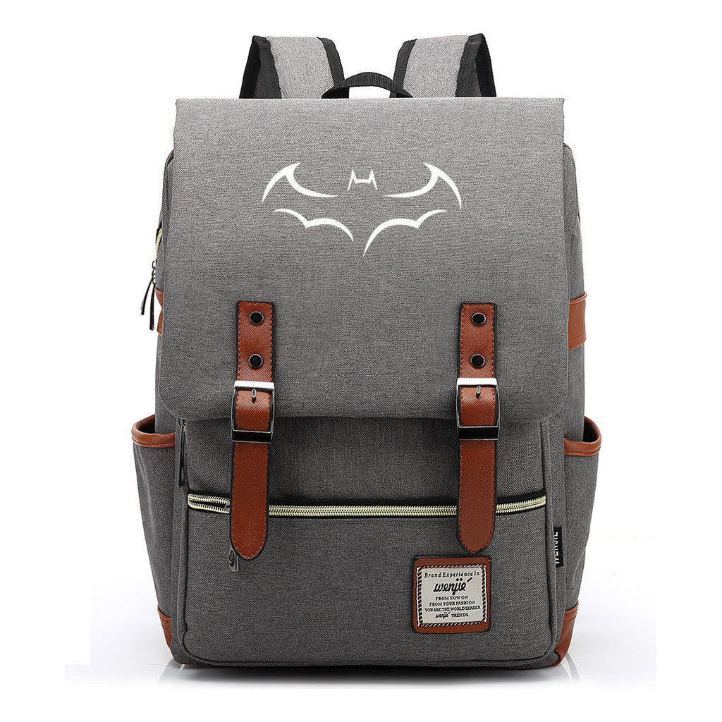 Superhero Batman Print Youth Student Backpack Casual Belt Buckle Classic Backpack
