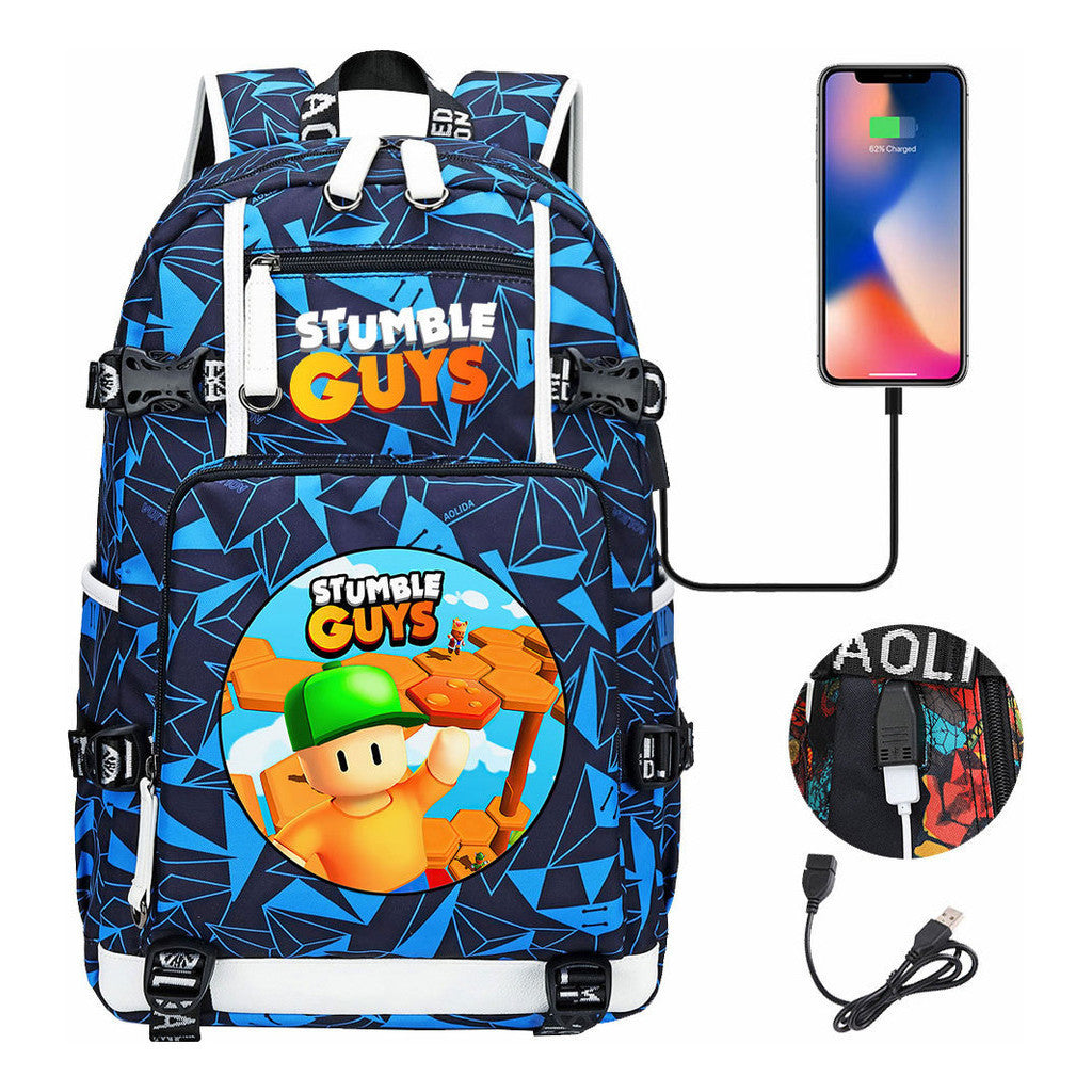 Usb Printed Student Backpack For Men And Women's Leisure Travel Backpack