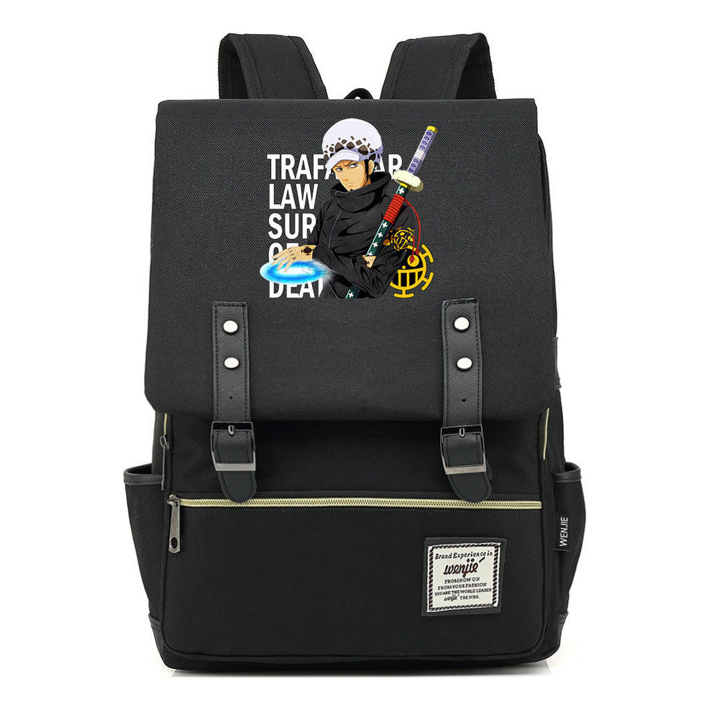 Anime Pirate King Luffy Printed Student School Bag Casual Belt Buckle Classic Backpack