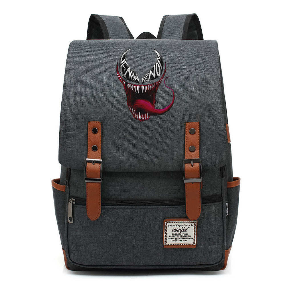 Printed Youth Student School Bag Casual Belt Buckle Classic Backpack