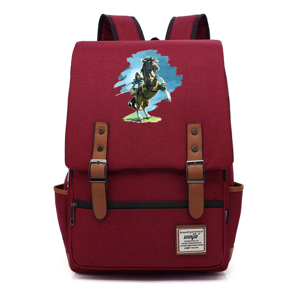 Game Zelda Printed Youth Student Backpack For Men And Women, Casual Belt Buckle, Classic Backpack
