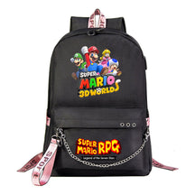 Super Mario Printed Usb Youth Student Backpack For Leisure Travel Backpack