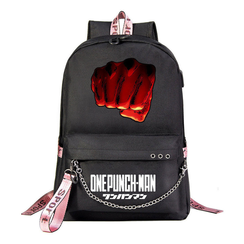 Comic One Punch Superman Printed Usb Youth Student Backpack Men's And Women's Leisure Travel Backpack