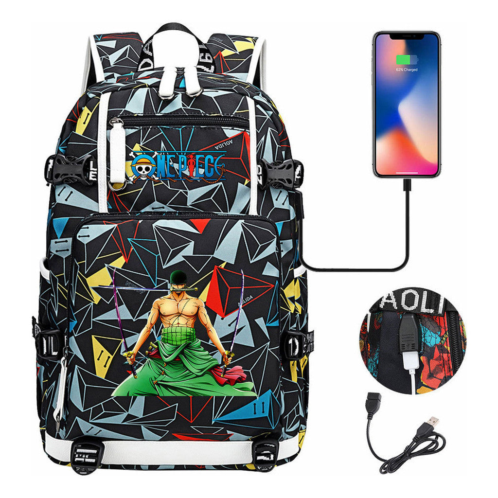 Pirate King Lufei Printed Youth Student Backpack With Large Capacity Leisure Travel Backpack