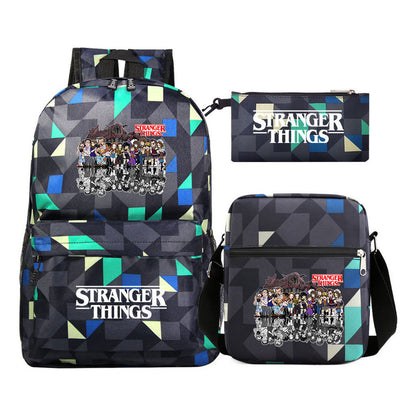 Strange Story Starry Sky Printed Youth Student Backpack 3-piece Set For Men And Women, Backpack Set