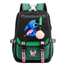 Interstellar Baby Stitch Usb Backpack For Men And Women, Casual Woven Strap Flip Back Backpack