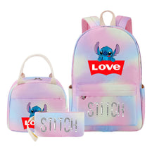 Interstellar Baby Stitch Student Girls School Bag Lunch Bag Three Piece Set Backpack Cover
