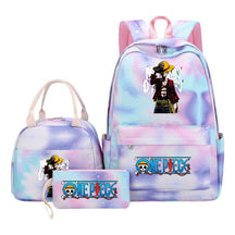 Cartoon Pirate King Student Girls School Bag Lunch Bag Three Piece Set Backpack Set