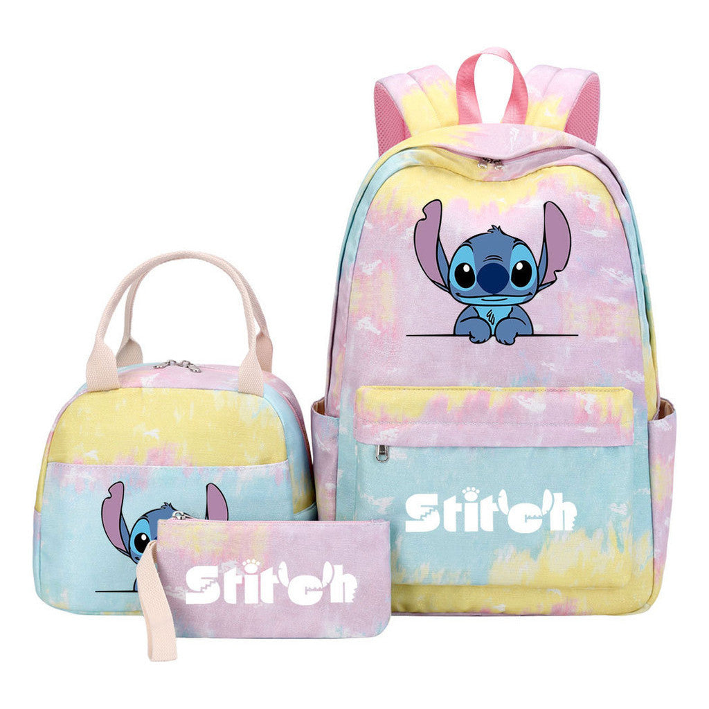 Interstellar Baby Stitch Youth Student Girls School Bag Lunch Bag Three Piece Set Backpack Set