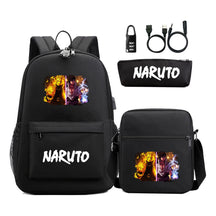 Naruto Usb Password Lock Youth Student Backpack Three Piece Set For Men And Women Backpack Set