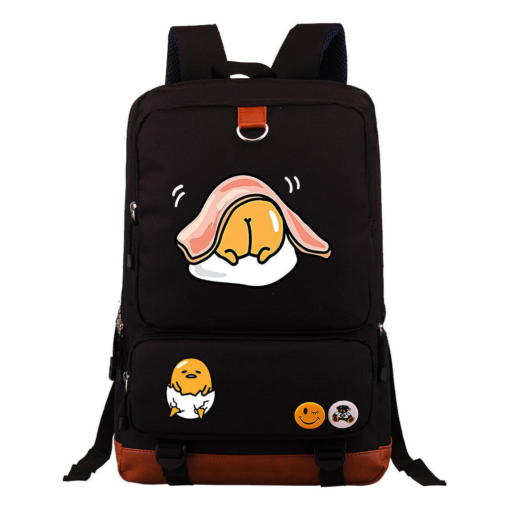 Cartoon Anime Lazy Egg Youth Student Backpack, Large Capacity Travel Bag, Boy's And Girl's Backpack