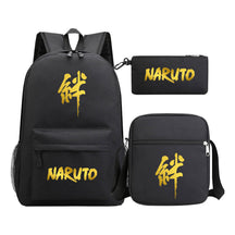 Golden Anime Naruto Starry Sky Youth Student Backpack Set, 3-piece, Men's And Women's Backpack Set