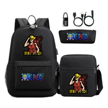 Cartoon Pirate King Usb Password Lock Youth Student Backpack Three Piece Set Backpack