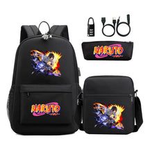 Naruto Usb Password Lock Youth Student Backpack Three Piece Set For Men And Women Backpacks