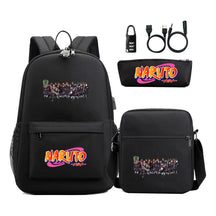 Naruto Usb Password Lock Youth Student Backpack Three Piece Set Backpack Set