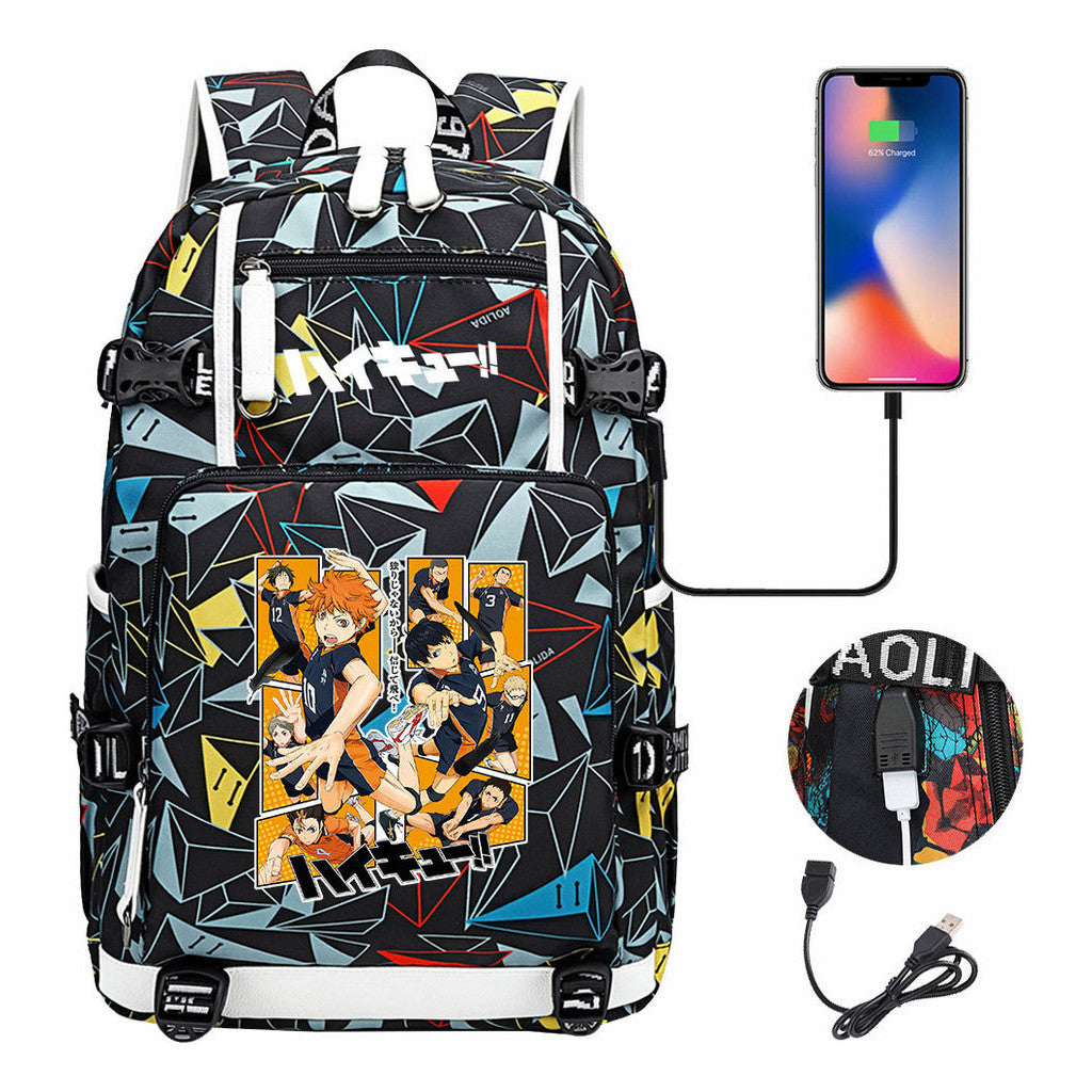 Volleyball Youth Usb Large Capacity Youth Student School Bag Men's And Women's Leisure Travel Backpack