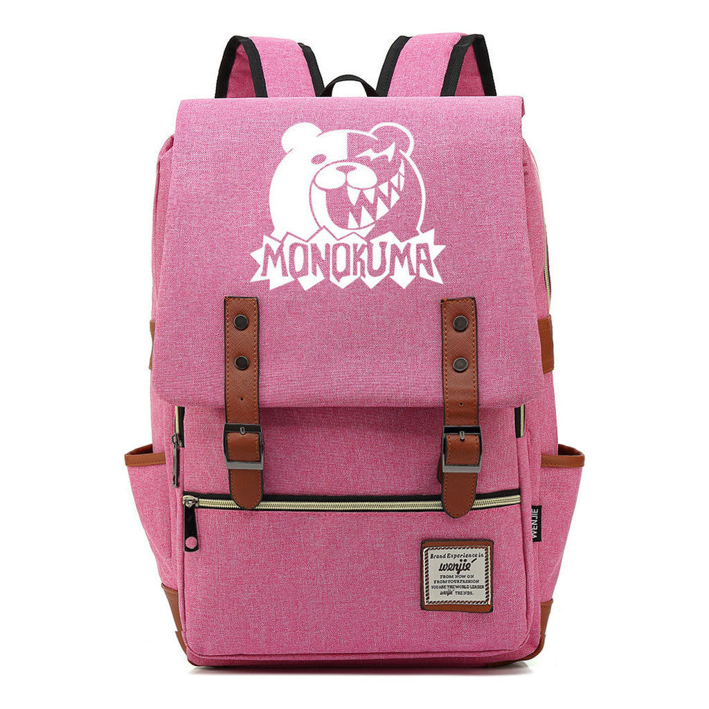 Printed Teenage Student Backpack For Men And Women With Casual Belt Buckle Classic Backpack